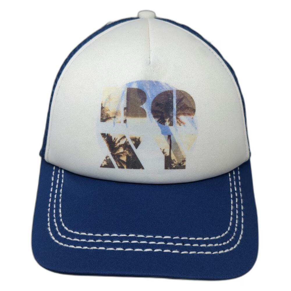 Roxy Trucker Hat Blue One Size Mesh Back Snapback Palm Tree Logo Beach Graphic